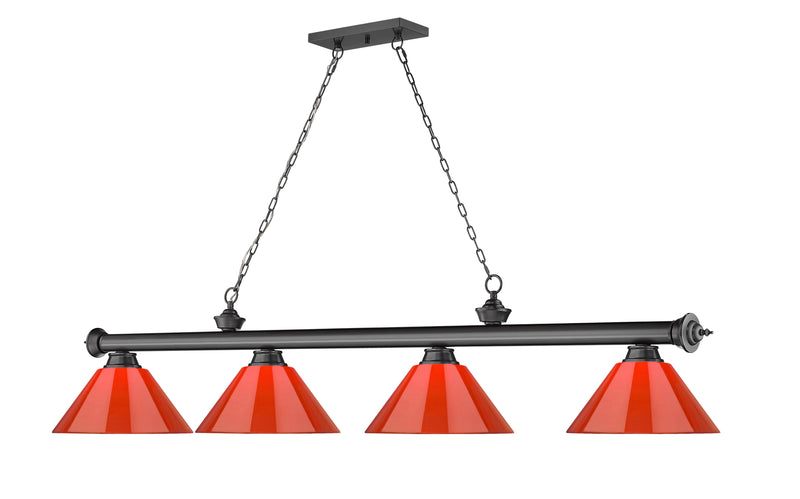 Cordon 4 Light 81.25" Billiard, Plastic Shades in Bronze Plate
