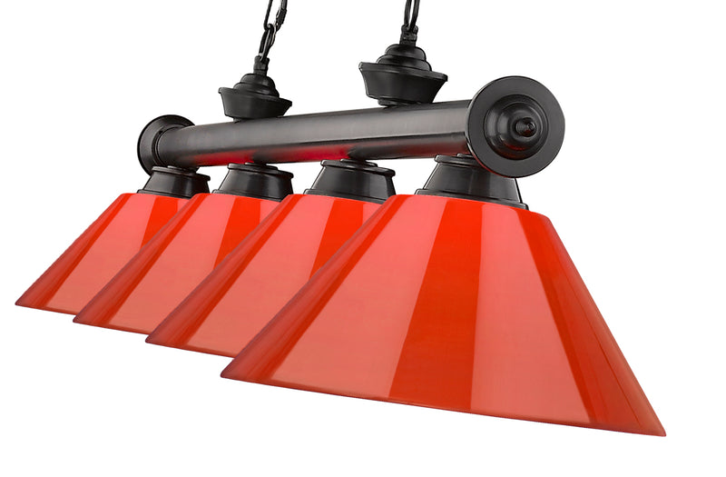 Cordon 4 Light 81.25" Billiard, Plastic Shades in Bronze Plate