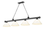 Cordon 4 Light 81.25" Billiard, Plastic Shades in Bronze Plate