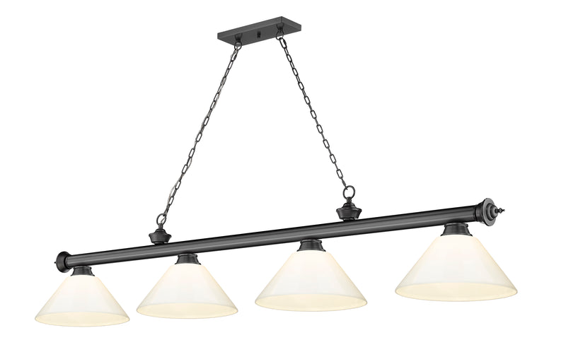 Cordon 4 Light 81.25" Billiard, Plastic Shades in Bronze Plate