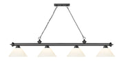 Cordon 4 Light 81.25" Billiard, Plastic Shades in Bronze Plate