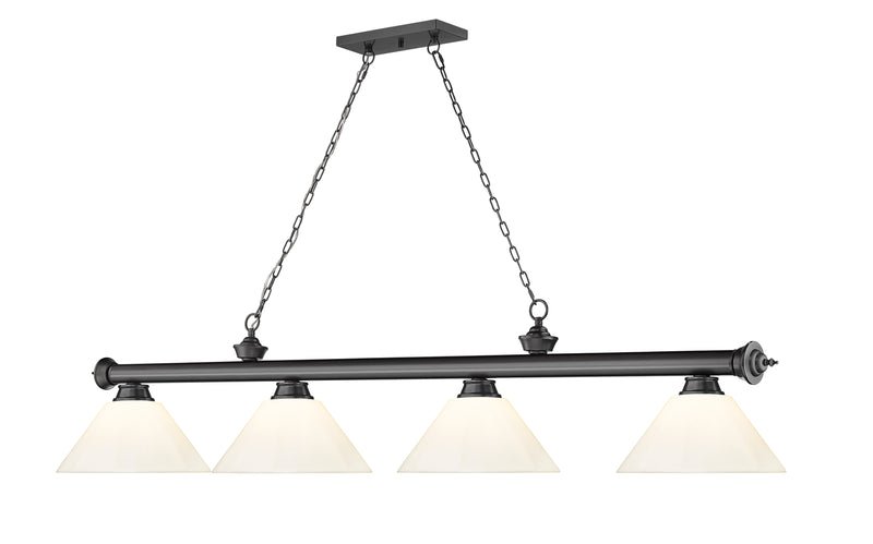 Cordon 4 Light 81.25" Billiard, Plastic Shades in Bronze Plate
