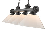 Cordon 4 Light 81.25" Billiard, Plastic Shades in Bronze Plate