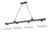 Cordon 4 Light 81.25" Billiard, Plastic Shades in Bronze Plate