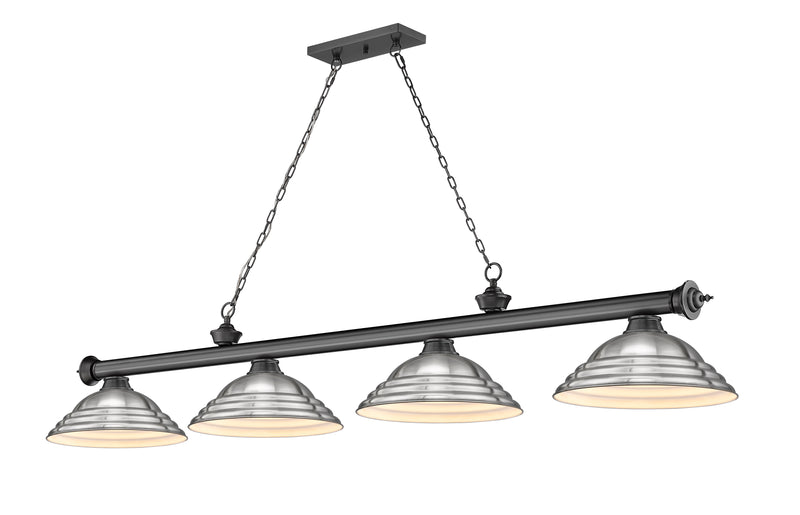 Cordon 4 Light 81.75" Billiard, Metal Shades (ST) in Bronze Plate