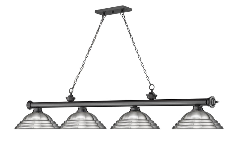 Cordon 4 Light 81.75" Billiard, Metal Shades (ST) in Bronze Plate