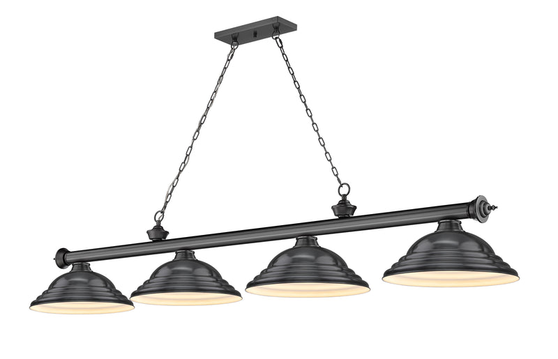 Cordon 4 Light 81.75" Billiard, Metal Shades (ST) in Bronze Plate