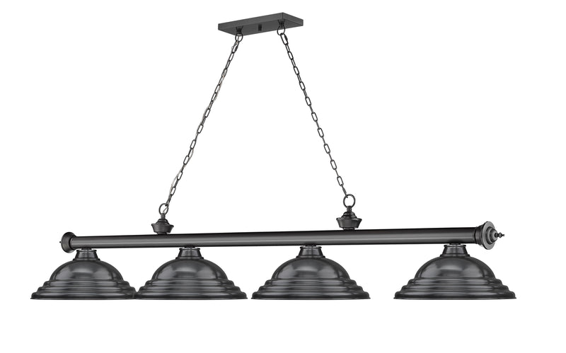 Cordon 4 Light 81.75" Billiard, Metal Shades (ST) in Bronze Plate