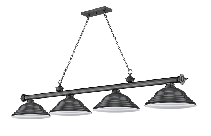 Cordon 4 Light 81.75" Billiard, Metal Shades (ST) in Bronze Plate