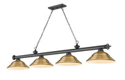 Cordon 4 Light 81.75" Billiard, Metal Shades (ST) in Bronze Plate