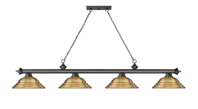 Cordon 4 Light 81.75" Billiard, Metal Shades (ST) in Bronze Plate
