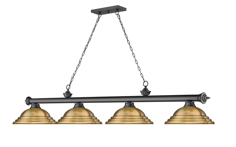 Cordon 4 Light 81.75" Billiard, Metal Shades (ST) in Bronze Plate