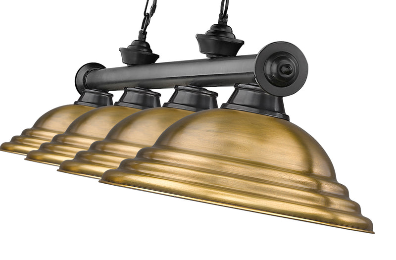 Cordon 4 Light 81.75" Billiard, Metal Shades (ST) in Bronze Plate
