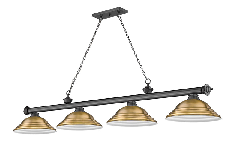 Cordon 4 Light 81.75" Billiard, Metal Shades (ST) in Bronze Plate