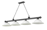 Cordon 4 Light 81.75" Billiard, Glass Shades in Bronze Plate