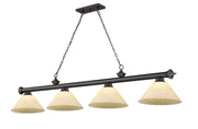 Cordon 4 Light 81.25" Billiard, Glass Shades (A) in Bronze