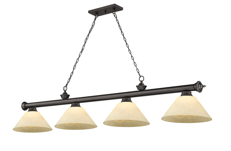 Cordon 4 Light 81.25" Billiard, Glass Shades (A) in Bronze