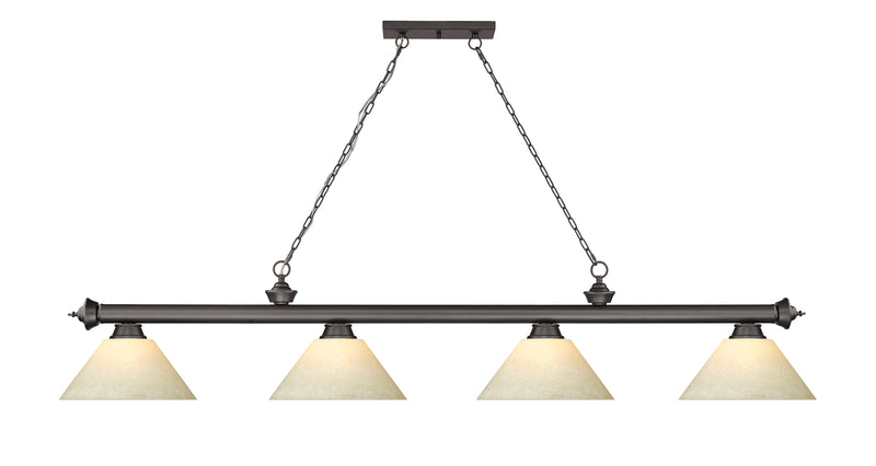 Cordon 4 Light 81.25" Billiard, Glass Shades (A) in Bronze