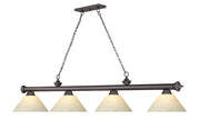 Cordon 4 Light 81.25" Billiard, Glass Shades (A) in Bronze