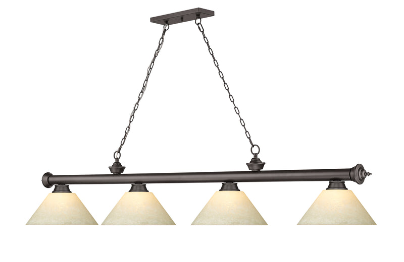 Cordon 4 Light 81.25" Billiard, Glass Shades (A) in Bronze