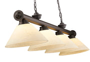 Cordon 4 Light 81.25" Billiard, Glass Shades (A) in Bronze