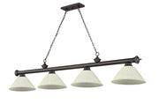 Cordon 4 Light 81.25" Billiard, Glass Shades (A) in Bronze