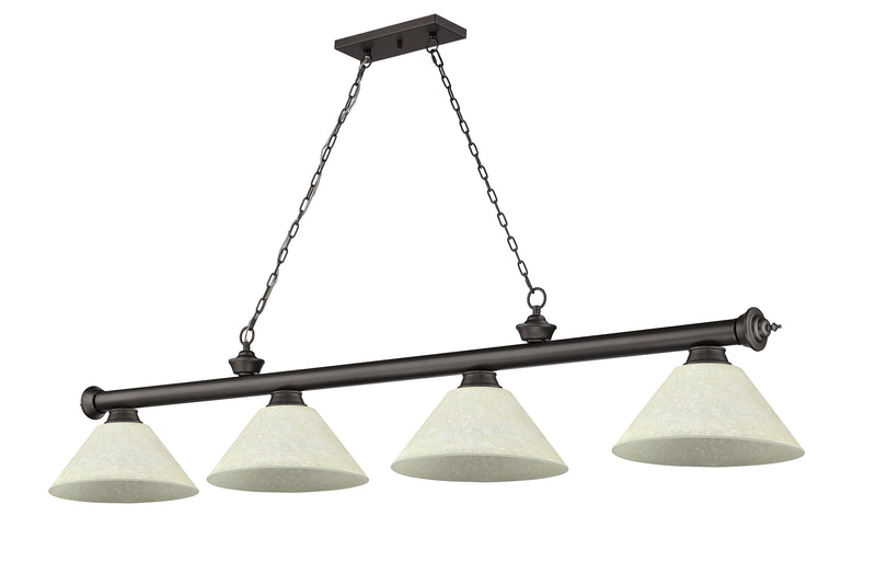 Cordon 4 Light 81.25" Billiard, Glass Shades (A) in Bronze