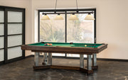 Cordon 4 Light 81.25" Billiard, Glass Shades (A) in Bronze in a room setting