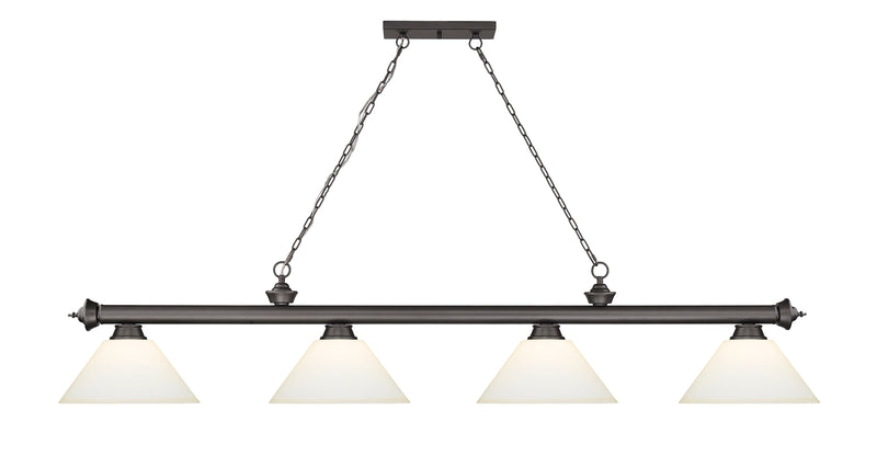 Cordon 4 Light 81.25" Billiard, Glass Shades (A) in Bronze