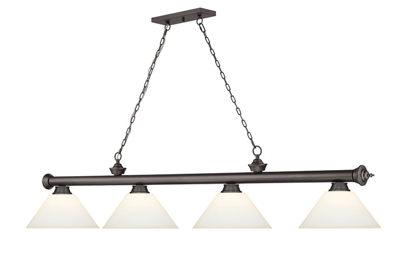 Cordon 4 Light 81.25" Billiard, Glass Shades (A) in Bronze