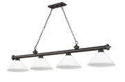 Cordon 4 Light 81.25" Billiard, Glass Shades (A) in Bronze