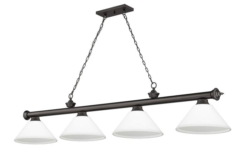 Cordon 4 Light 81.25" Billiard, Glass Shades (A) in Bronze
