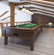 Cordon 4 Light 81.25" Billiard, Glass Shades (A) in Bronze in a room setting