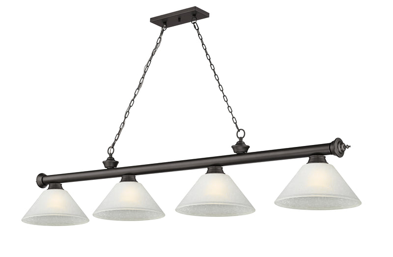 Cordon 4 Light 81.25" Billiard, Glass Shades (A) in Bronze