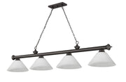 Cordon 4 Light 81.25" Billiard, Glass Shades (A) in Bronze