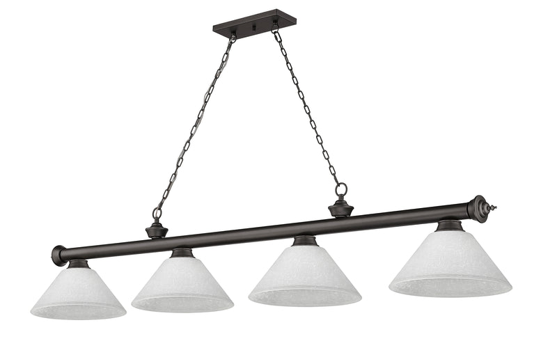 Cordon 4 Light 81.25" Billiard, Glass Shades (A) in Bronze
