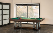 Cordon 4 Light 81.25" Billiard, Glass Shades (A) in Bronze in a room setting