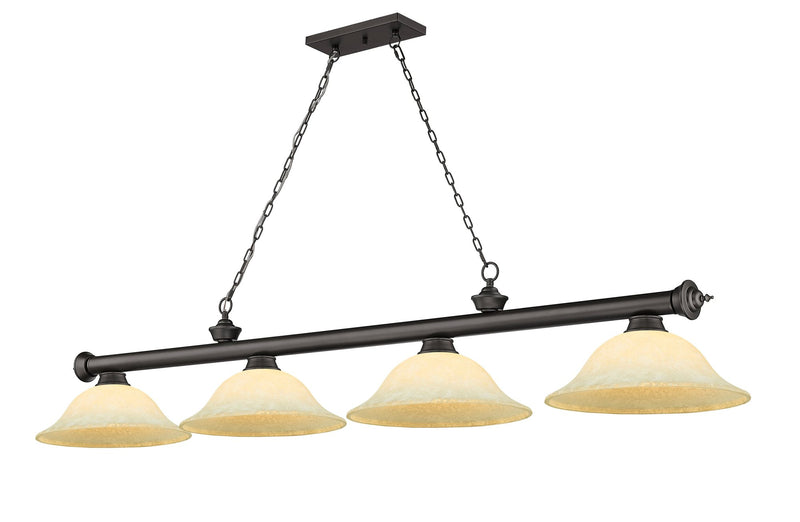 Cordon 4 Light 81.75" Billiard, Glass Shades in Bronze