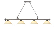 Cordon 4 Light 81.75" Billiard, Glass Shades in Bronze