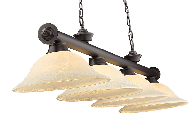 Cordon 4 Light 81.75" Billiard, Glass Shades in Bronze