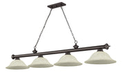 Cordon 4 Light 81.75" Billiard, Glass Shades in Bronze