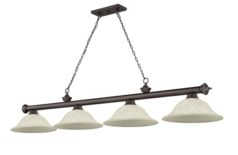 Cordon 4 Light 81.75" Billiard, Glass Shades in Bronze