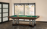 Cordon 4 Light 81.75" Billiard, Glass Shades in Bronze in a room setting