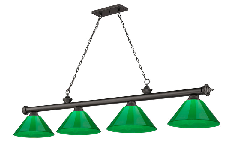 Cordon 4 Light 81.25" Billiard, Plastic Shades in Bronze