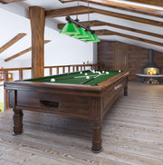 Cordon 4 Light 81.25" Billiard, Plastic Shades in Bronze in a room setting