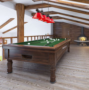 Cordon 4 Light 81.25" Billiard, Plastic Shades in Bronze in a room setting