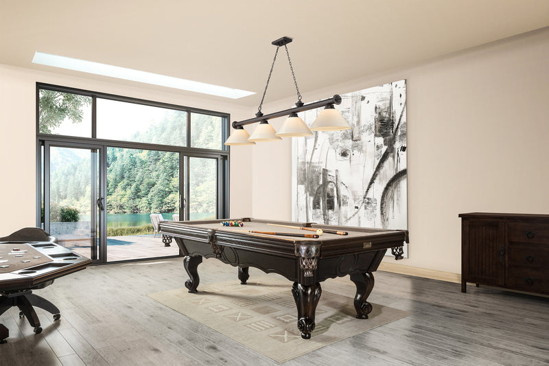 Cordon 4 Light 81.25" Billiard, Plastic Shades in Bronze in a room setting