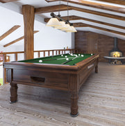 Cordon 4 Light 81.25" Billiard, Plastic Shades in Bronze in a room setting
