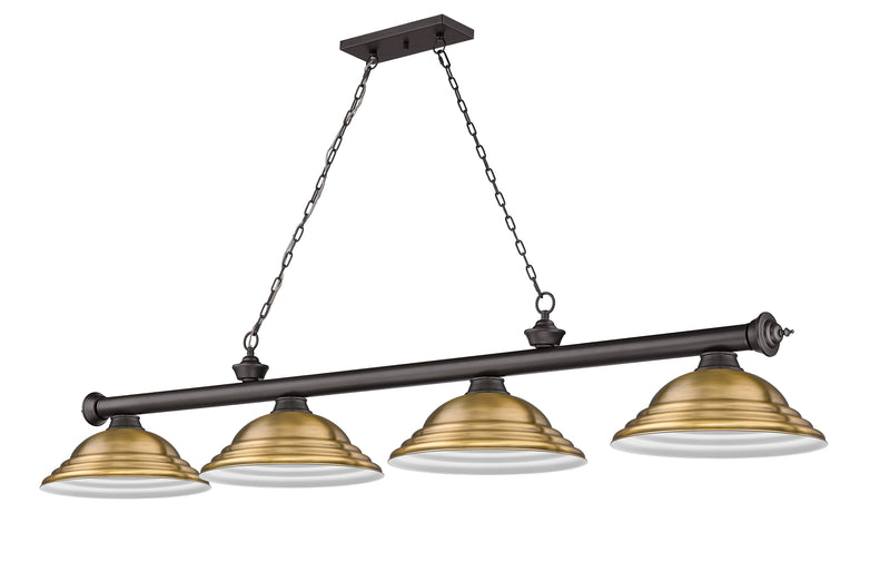 Cordon 4 Light 81.75" Billiard, Metal Shades (ST) in Bronze