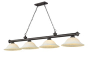 Cordon 4 Light 81.75" Billiard, Glass Shades in Bronze